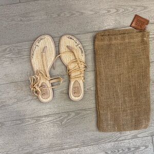 Brand new Tan Woven Sandals with Matching Bag